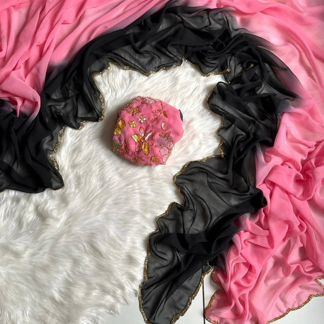 STYLE NEVER END ITS PADDING SO RICH WITH HAND WORK SAREE AND BLOUSE