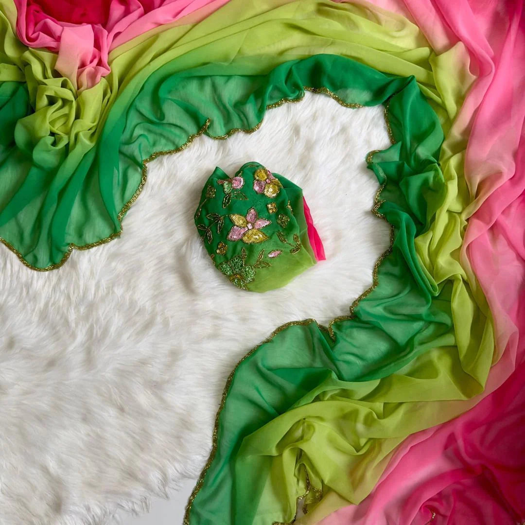 STYLE NEVER END ITS PADDING SO RICH WITH HAND WORK SAREE AND BLOUSE