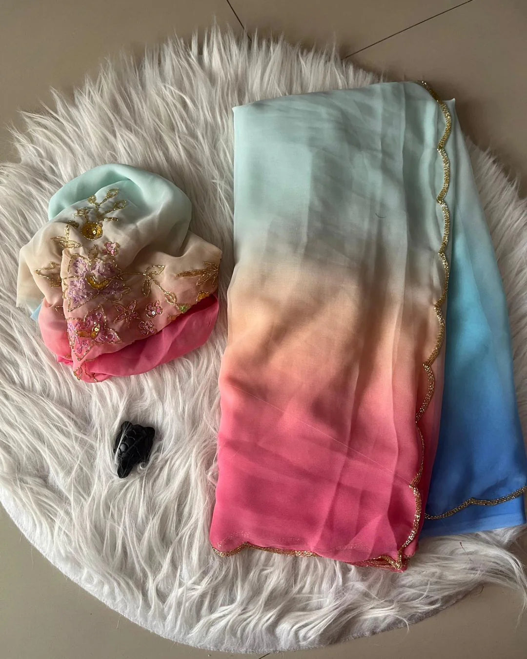 STYLE NEVER END ITS PADDING SO RICH WITH HAND WORK SAREE AND BLOUSE