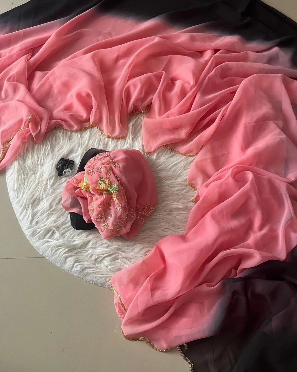 STYLE NEVER END ITS PADDING SO RICH WITH HAND WORK SAREE AND BLOUSE