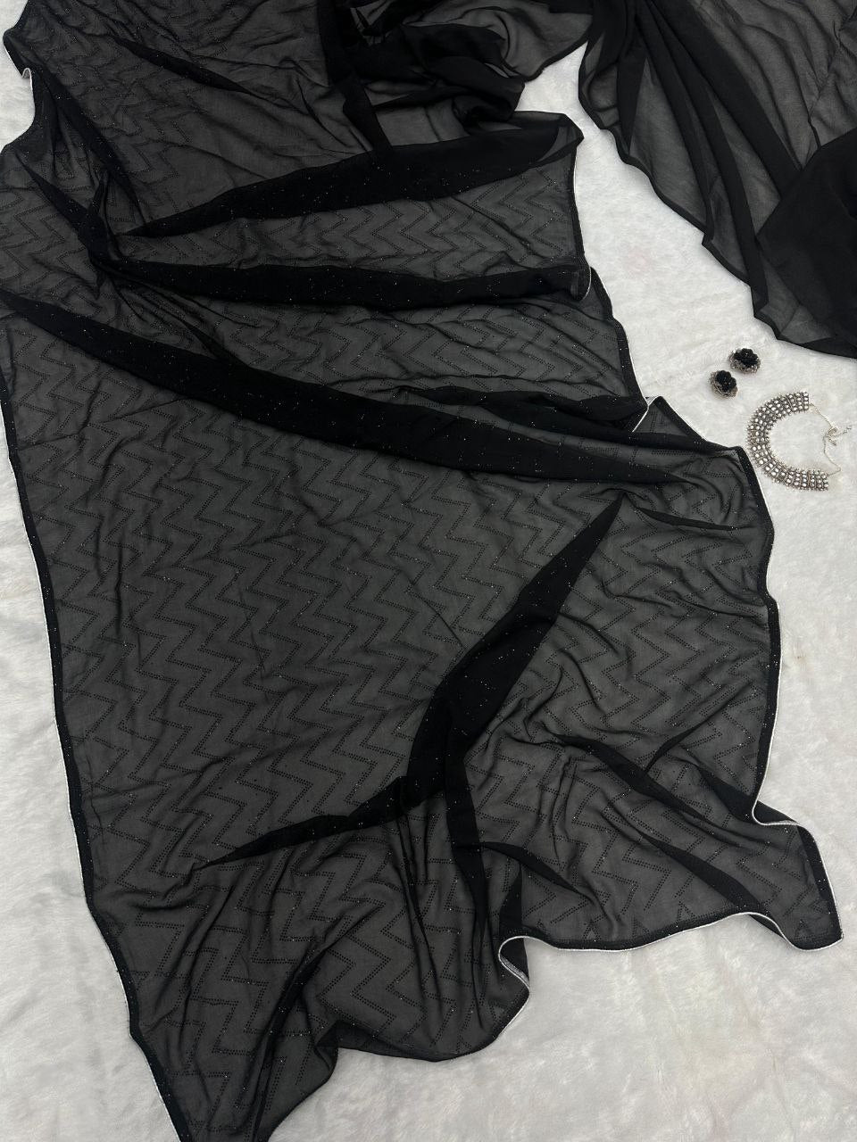 Pure Georgette saree with Swarovski Diamond work saree