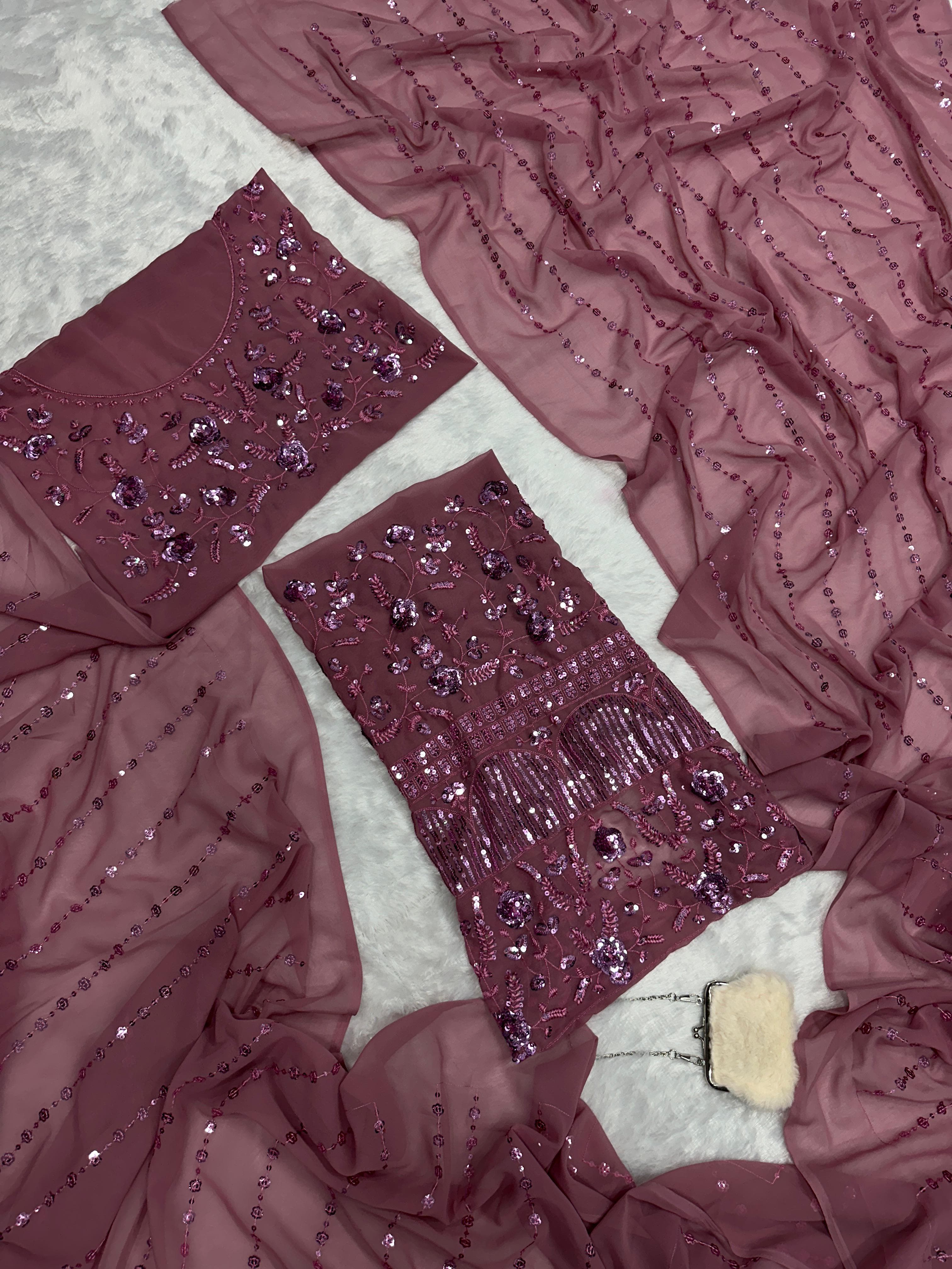 Pure Georgette fabric with Embroidery Sequins work saree