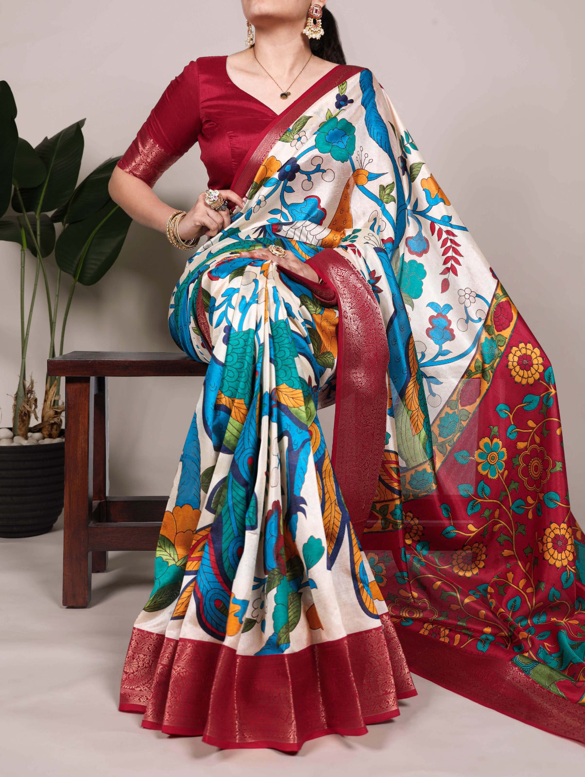 Printed With Zari Weaving Work Saree