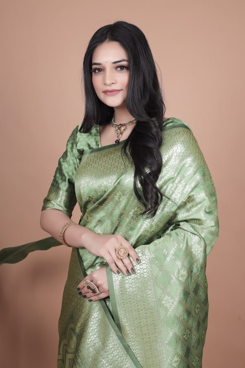 Graceful Light Green Banarasi Silk Saree