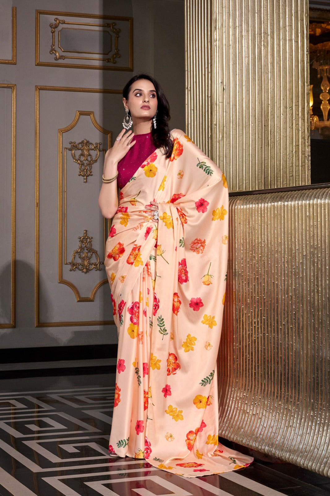 Satin Silk Printed Saree