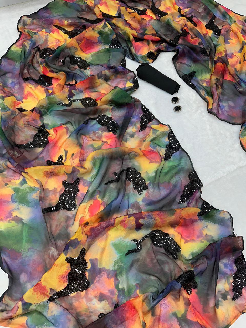 Pure Jimmy Organza silk Digital Printed saree