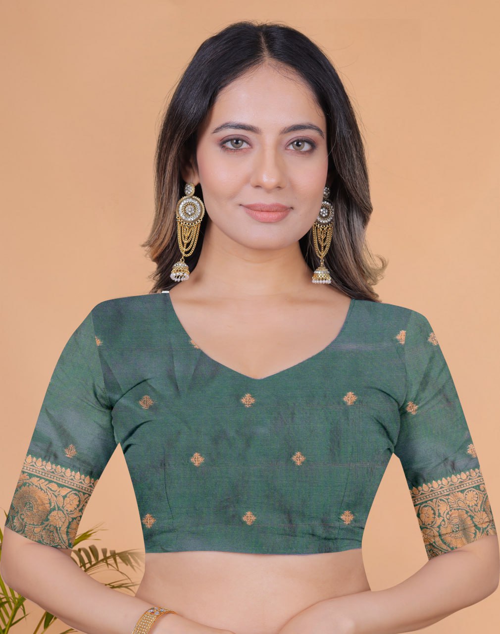 Red & Bottle Green Banarasi Silk Saree with Antique Zari Weaving