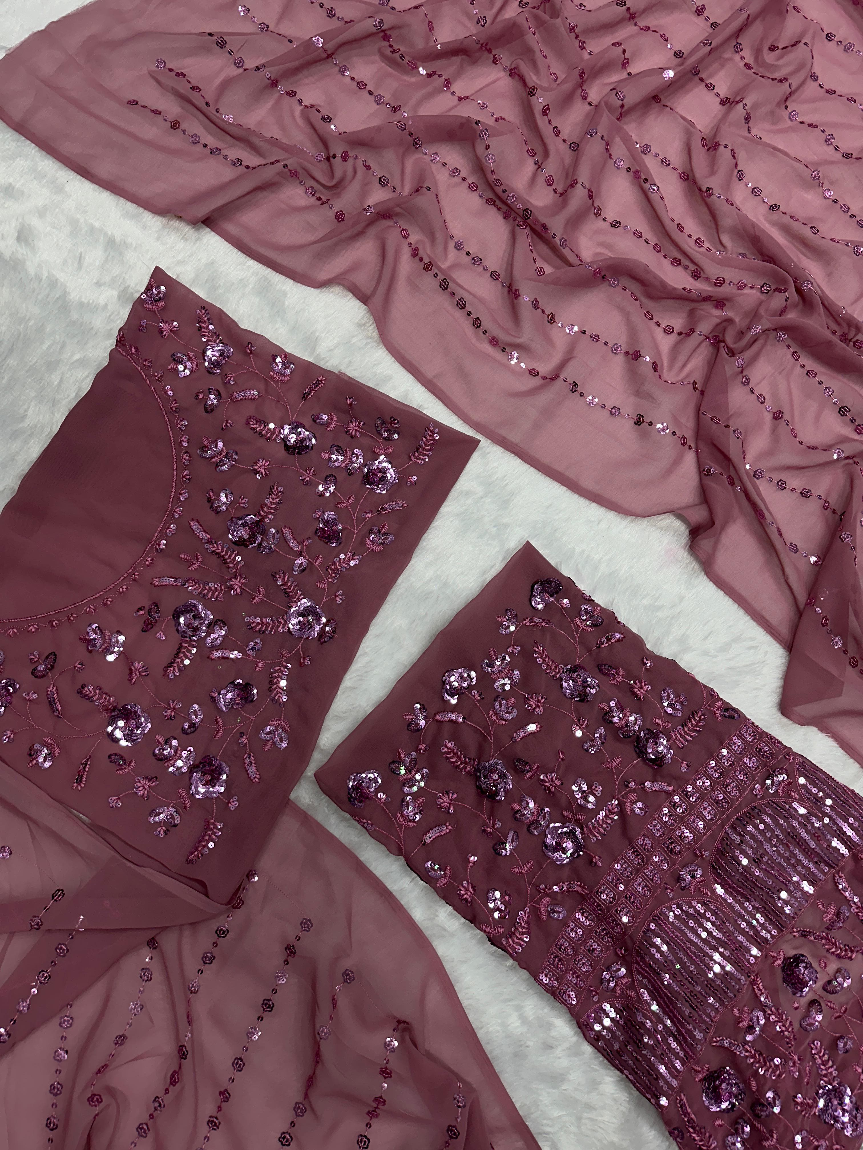 Pure Georgette fabric with Embroidery Sequins work saree