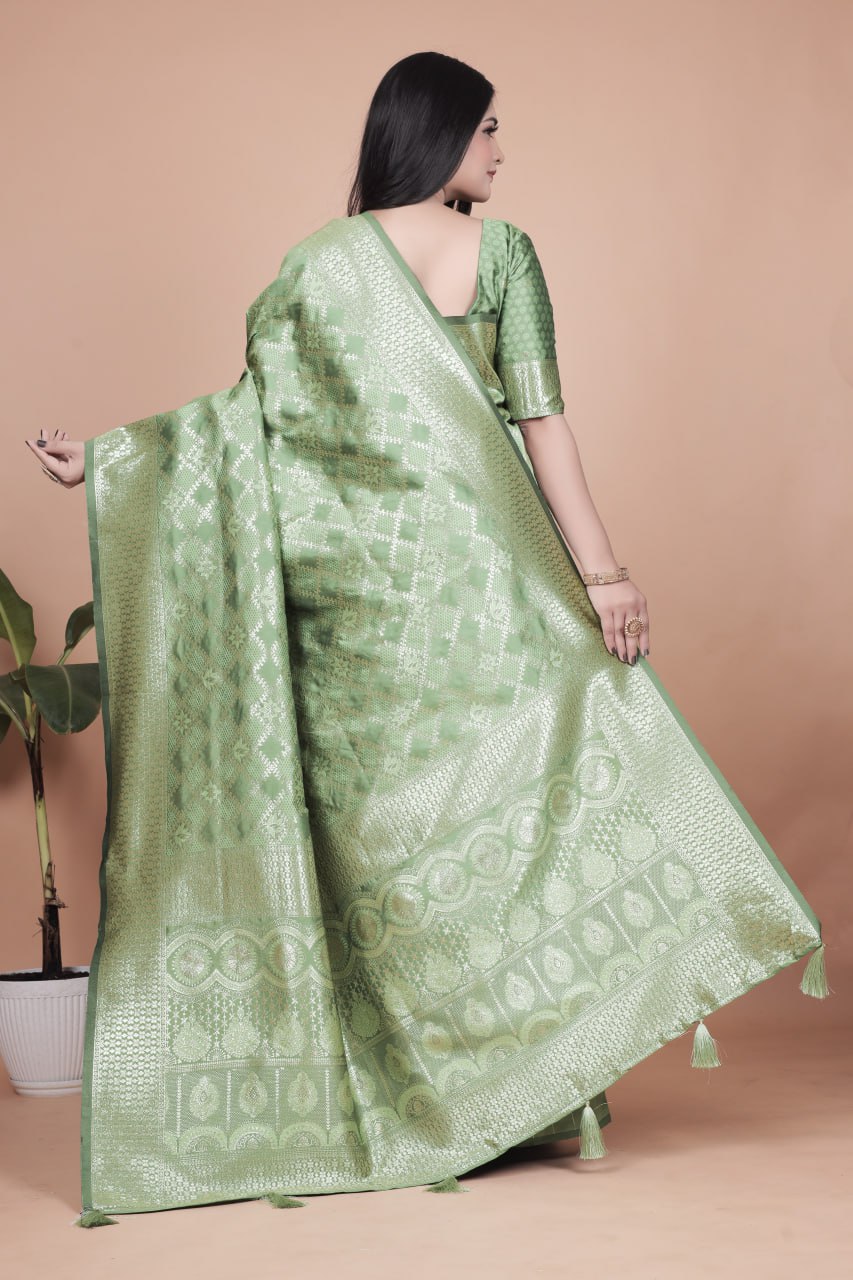 Graceful Light Green Banarasi Silk Saree