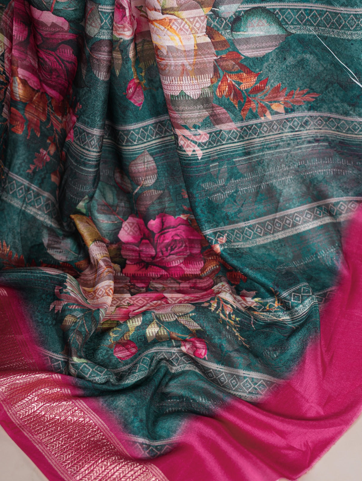 Tussar Silk With Viscose Border Printed Saree