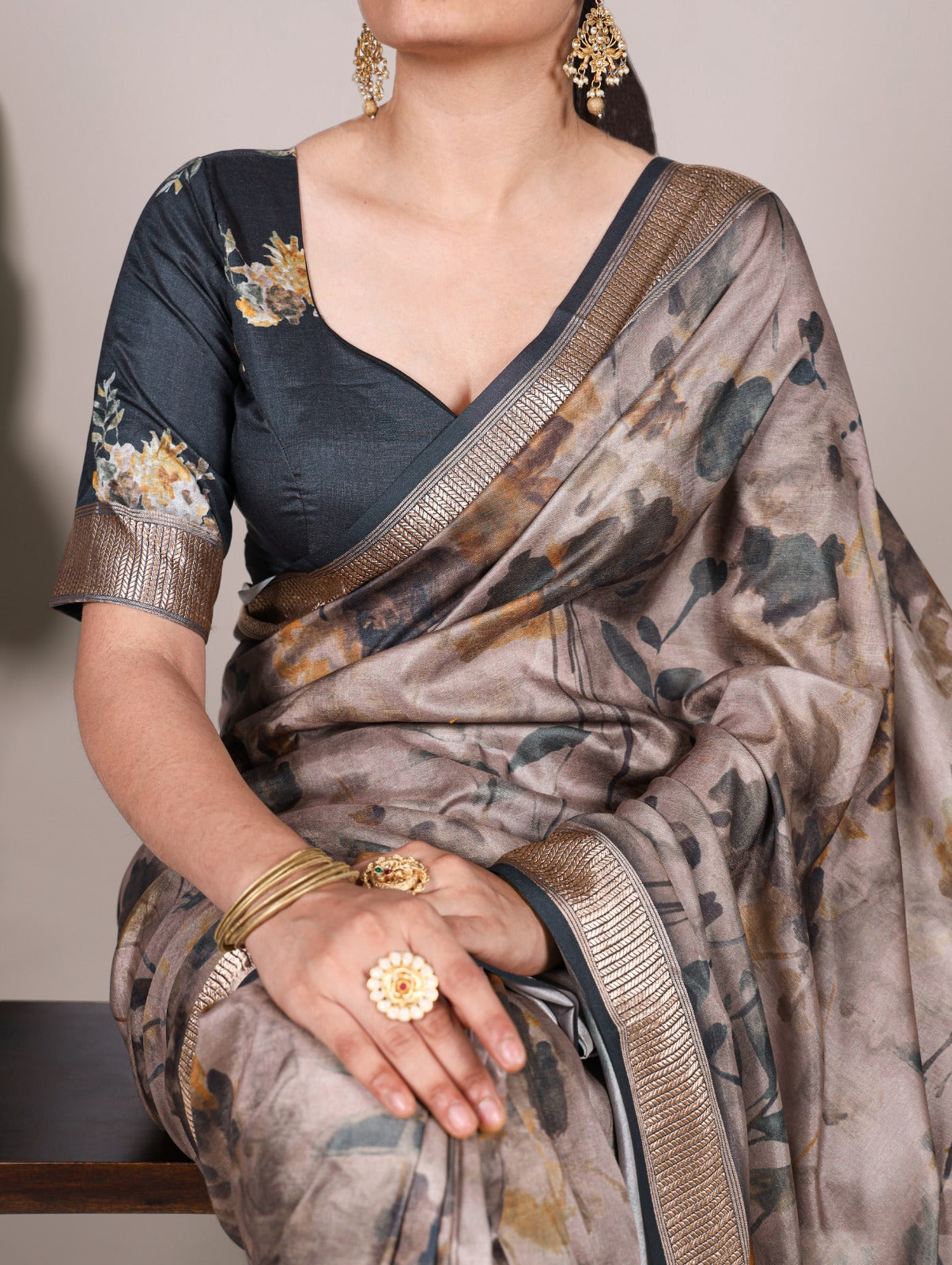 Tussar Silk With Viscose Border Printed Saree