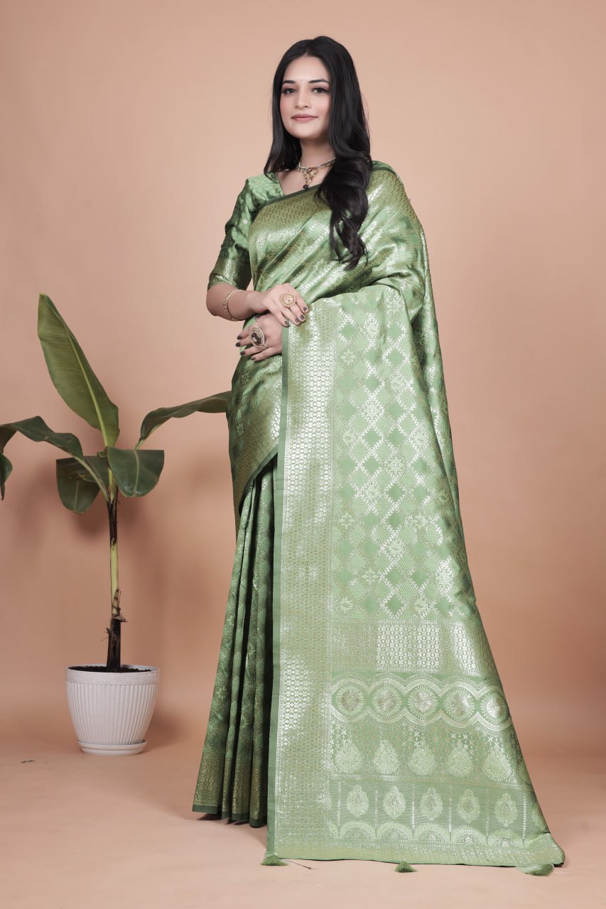 Graceful Light Green Banarasi Silk Saree