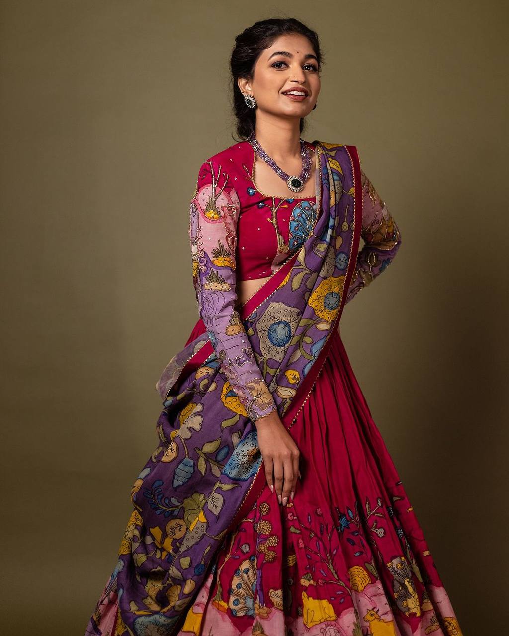 Exquisite Kalamkari Lehenga in Rich Multicolor Design – Perfect for Cultural & Festive Events