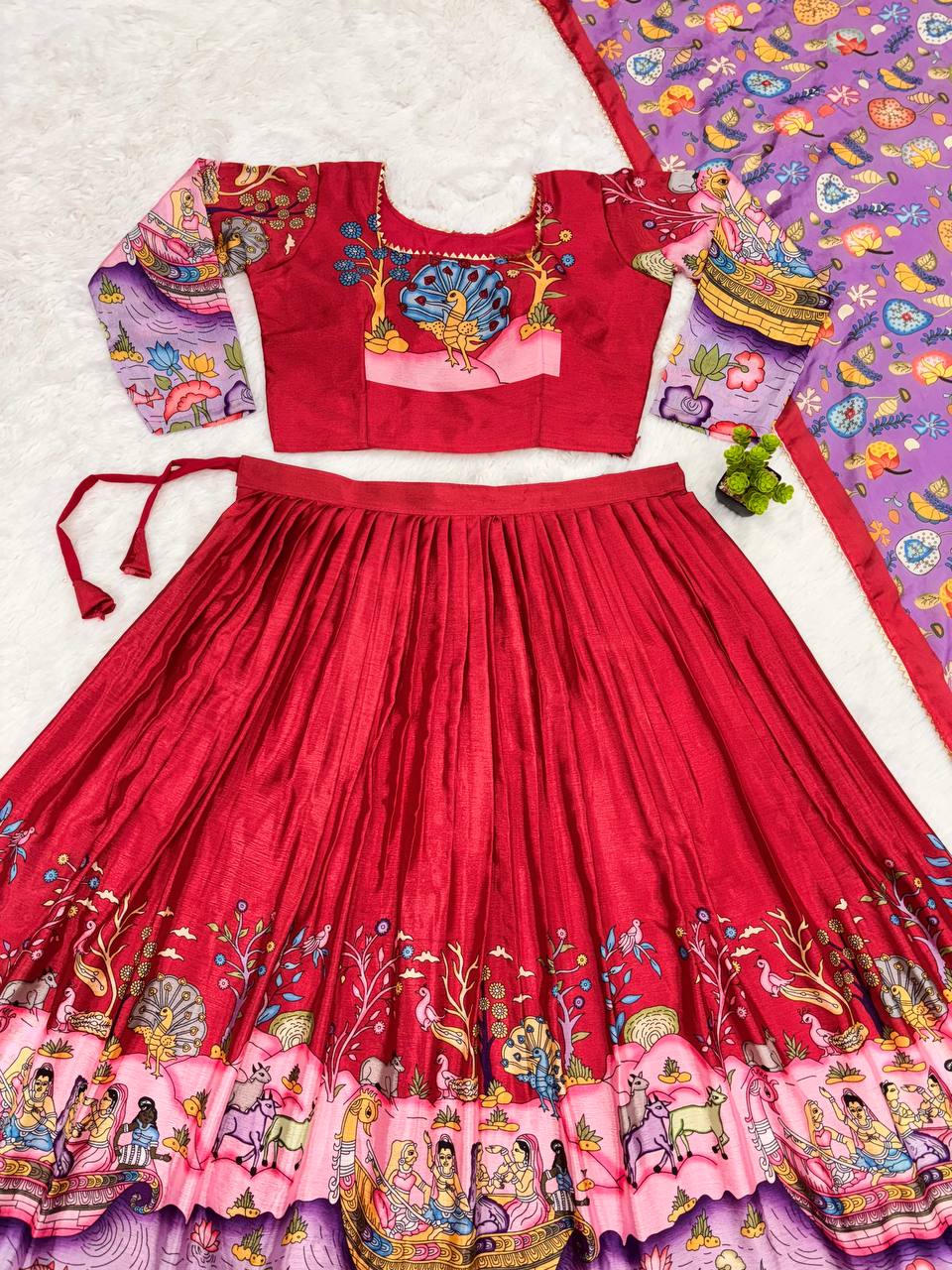 Exquisite Kalamkari Lehenga in Rich Multicolor Design – Perfect for Cultural & Festive Events