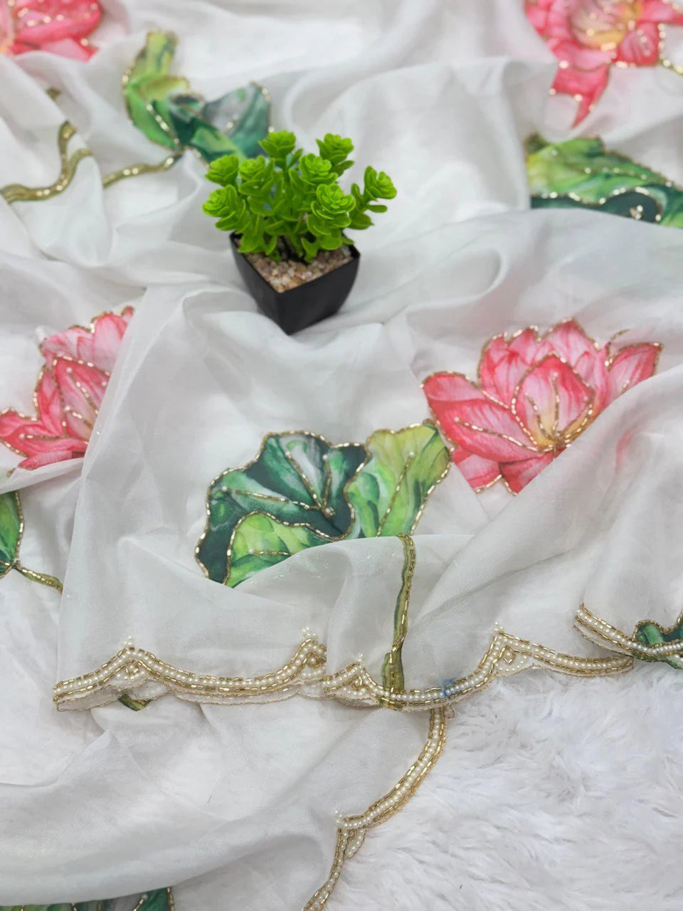 Graceful TB Organza Saree with Exquisite Khatli Work for Weddings