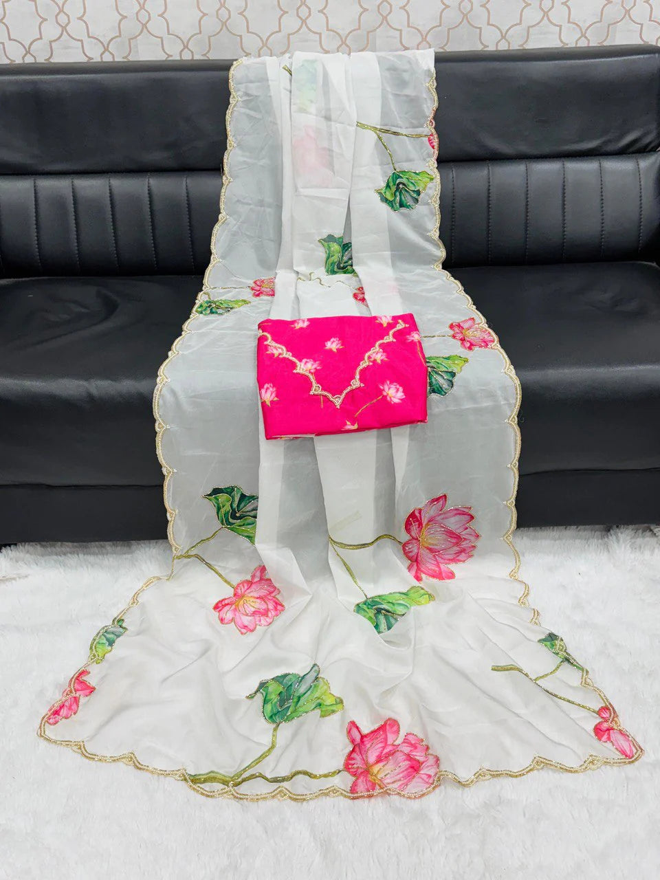 Graceful TB Organza Saree with Exquisite Khatli Work for Weddings