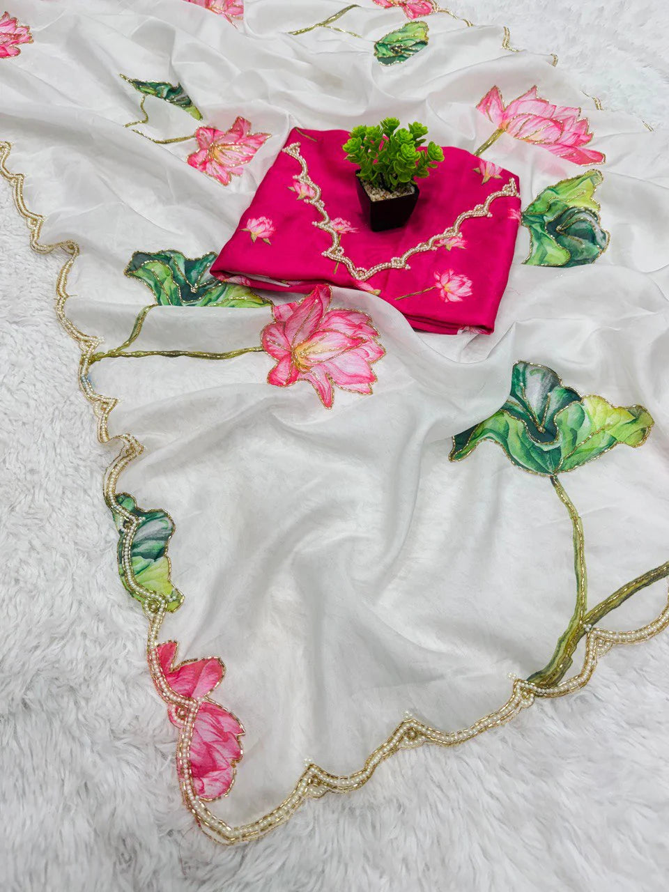 Graceful TB Organza Saree with Exquisite Khatli Work for Weddings