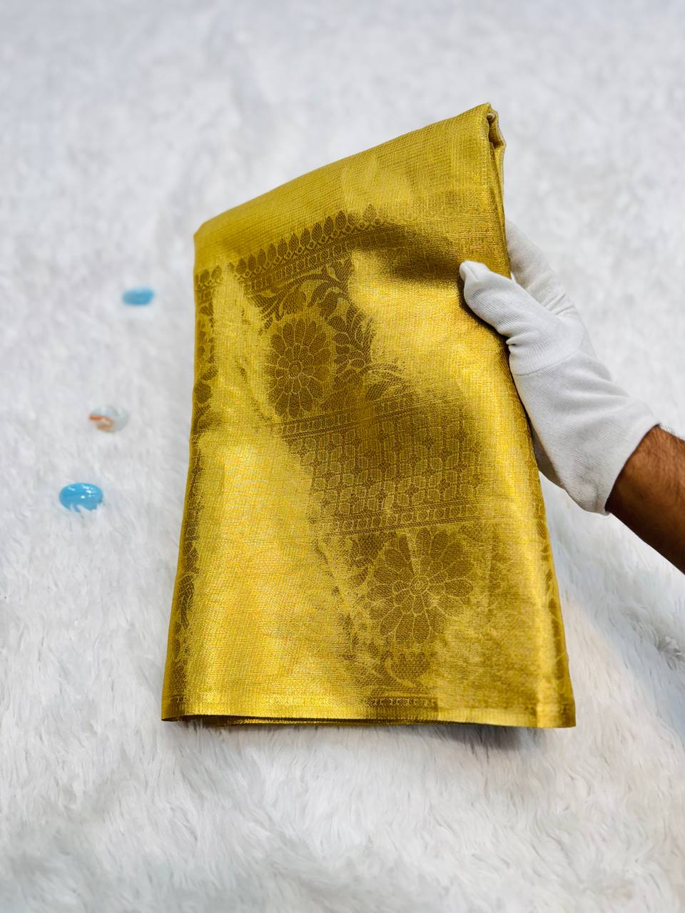 Elegant Golden Silk Saree for Women | Designer Banarasi Silk Saree for Wedding & Festive Wear