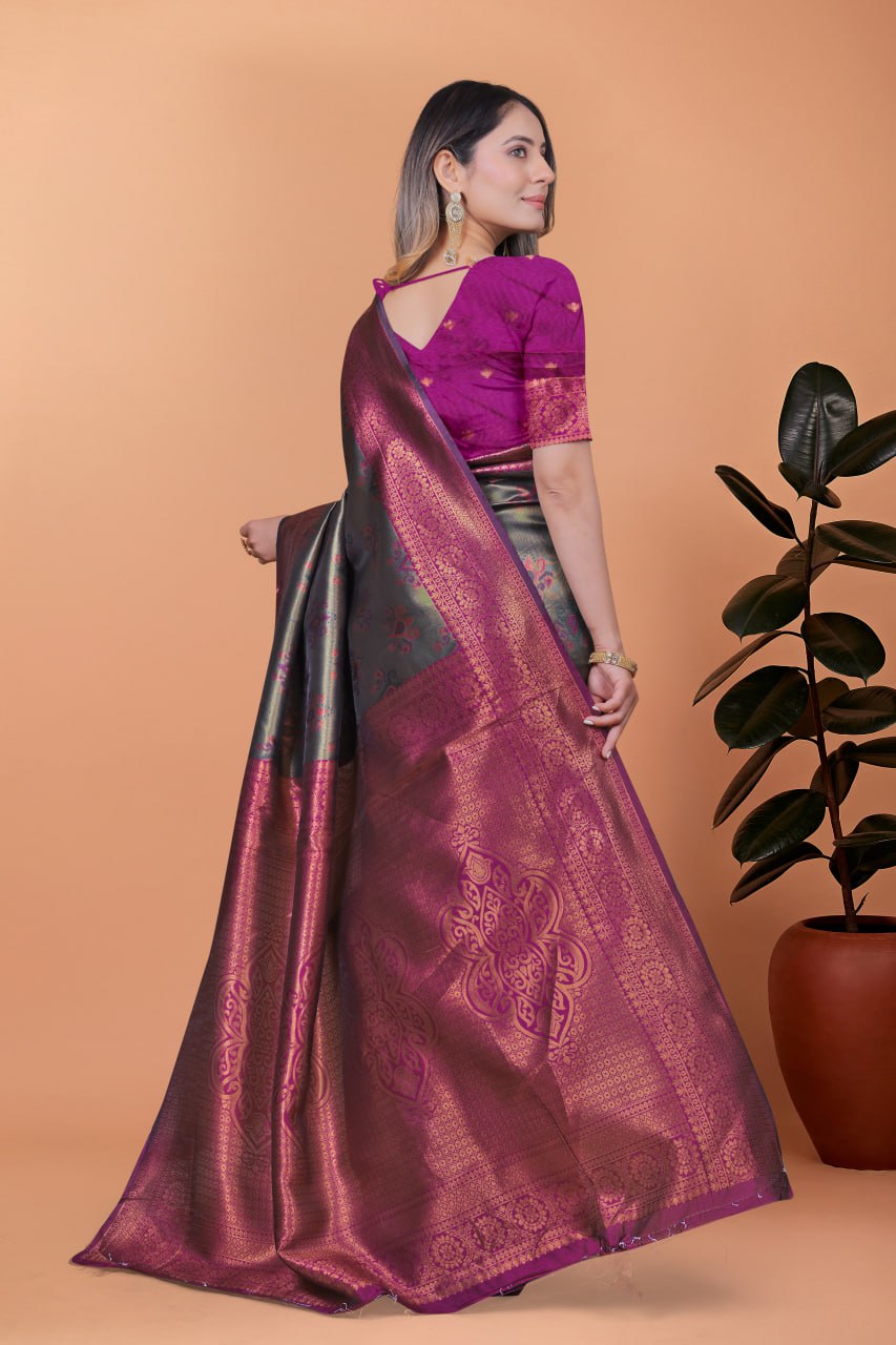 Royal Lilac Banarasi Silk Saree