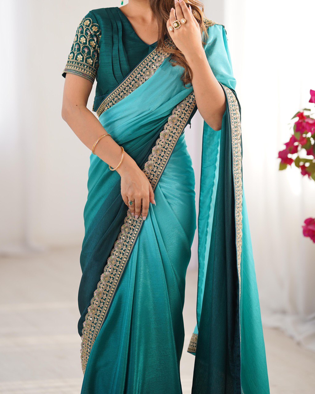 Grace in Emerald Tones: A Serene Statement in Teal