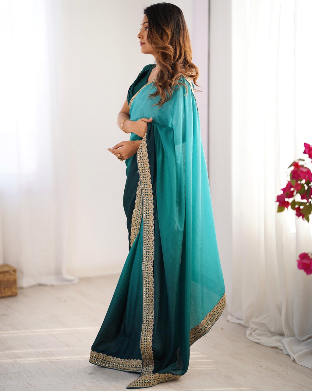 Grace in Emerald Tones: A Serene Statement in Teal