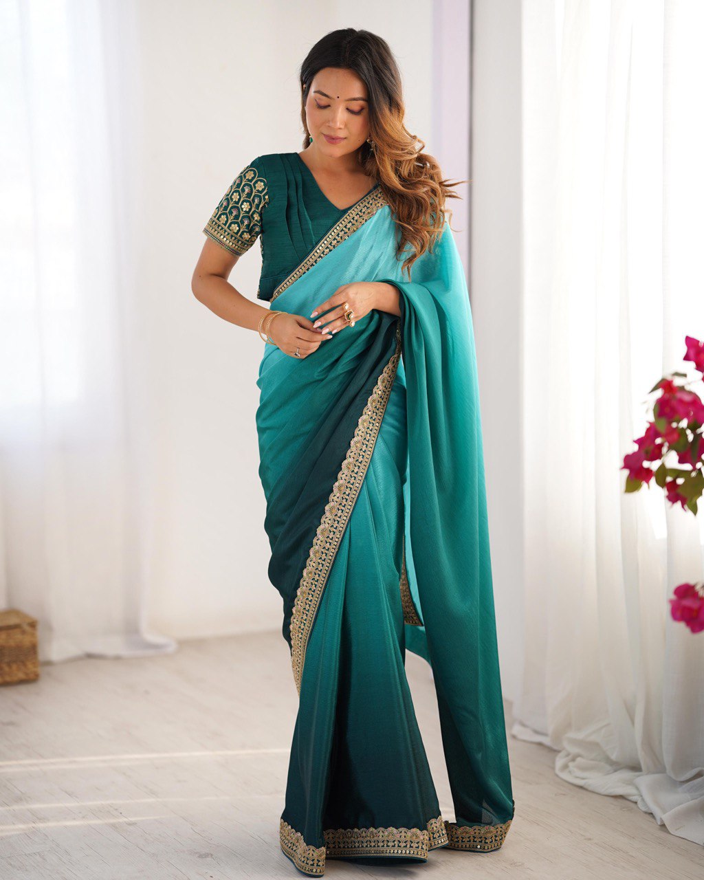 Grace in Emerald Tones: A Serene Statement in Teal