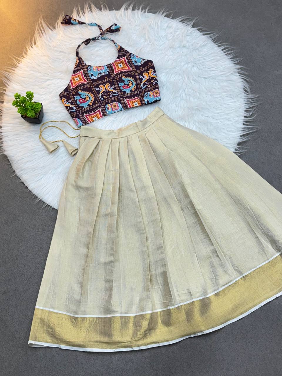 Little Heritage Halter Top & Kerala Skirt Set