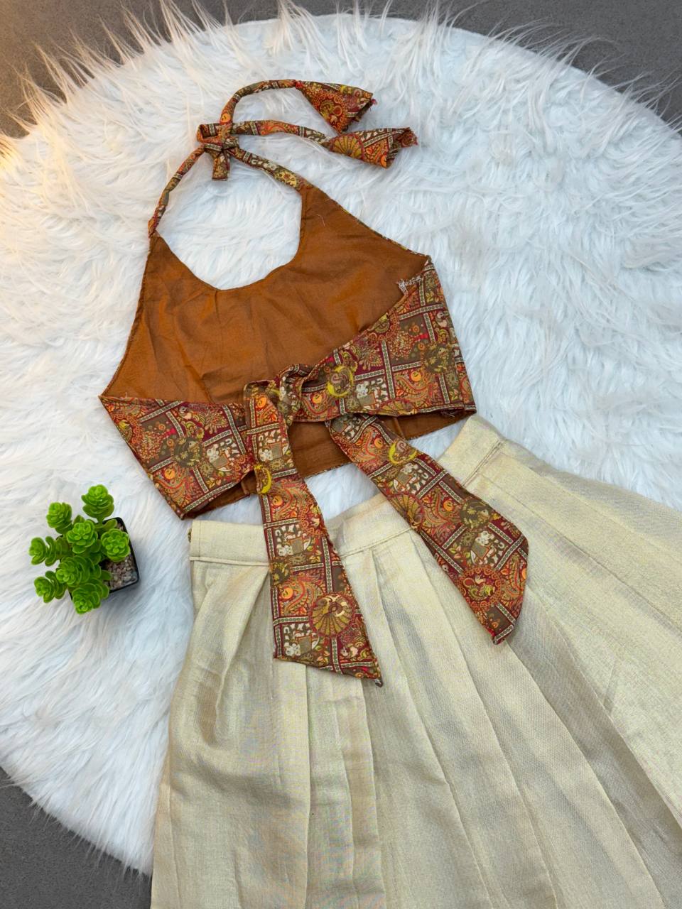 Ethnic Elegance – Handcrafted Kerala Cotton Skirt Set