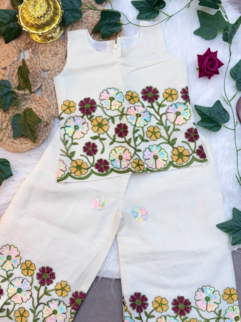 Ivory Garden Embroidered Co-ord Set