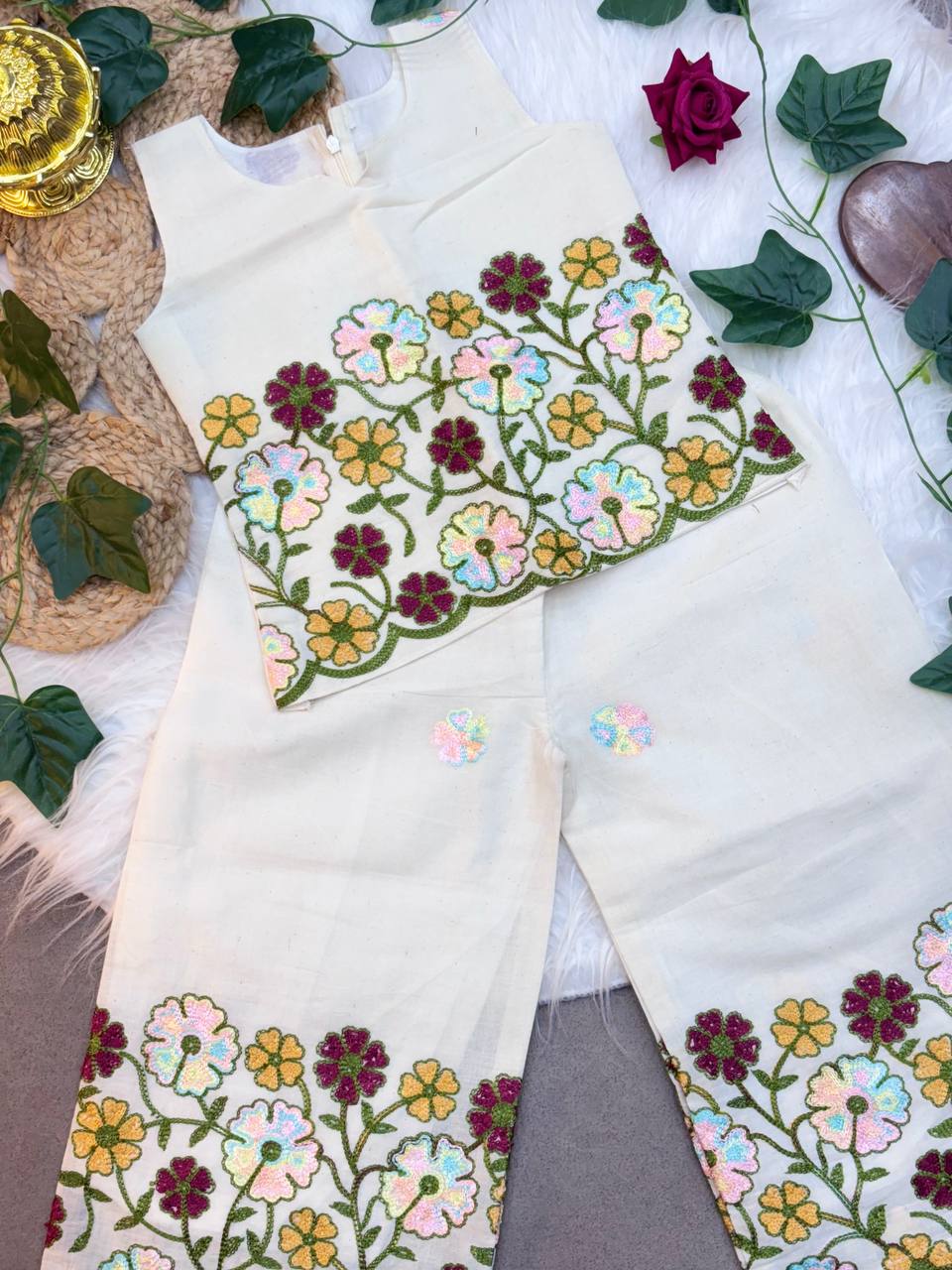 Ivory Garden Embroidered Co-ord Set
