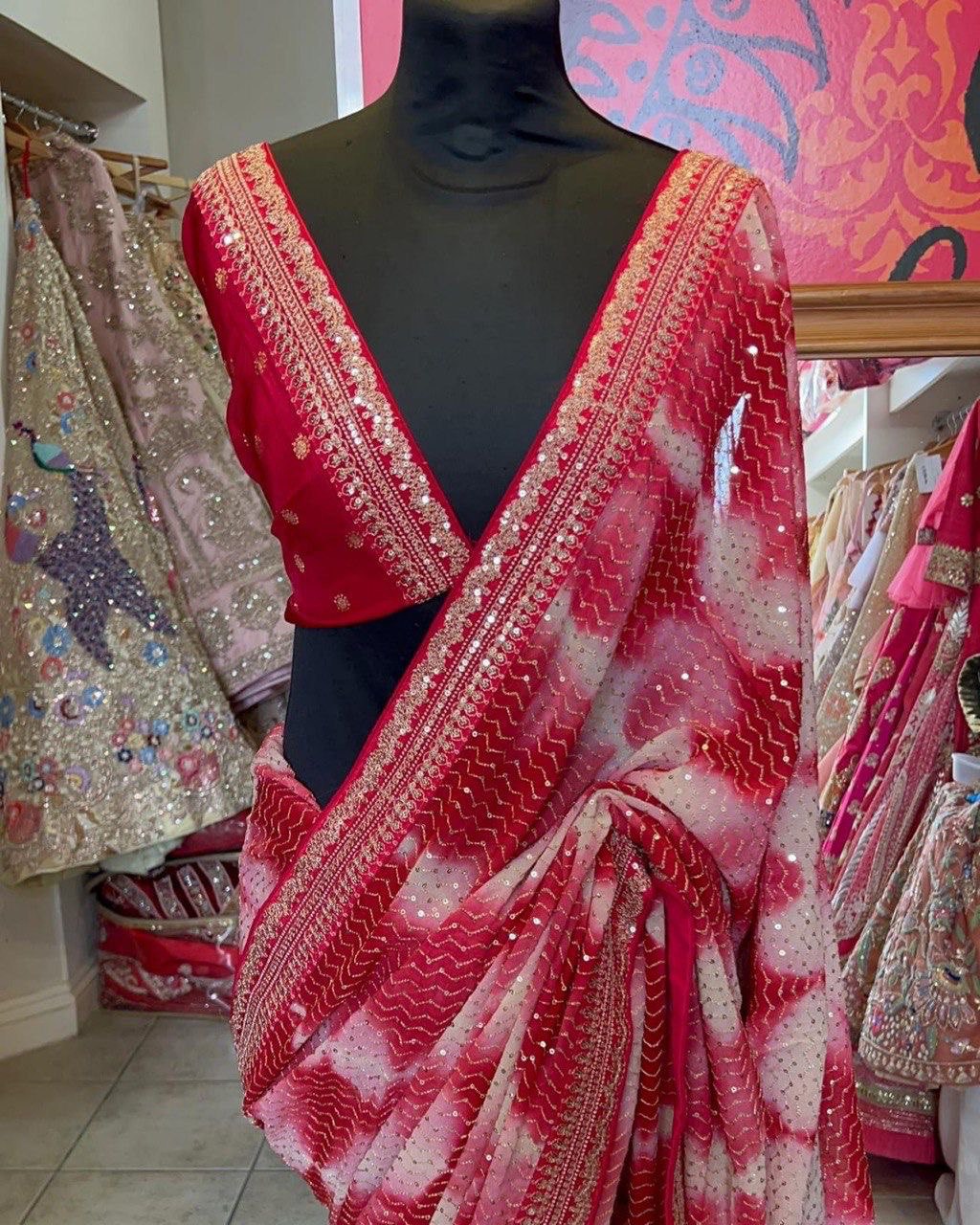 designer wear sequence saree