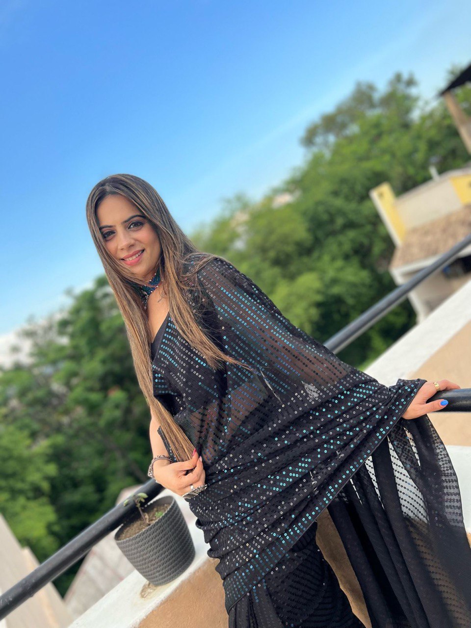 Beautiful exclusive Sequance saree