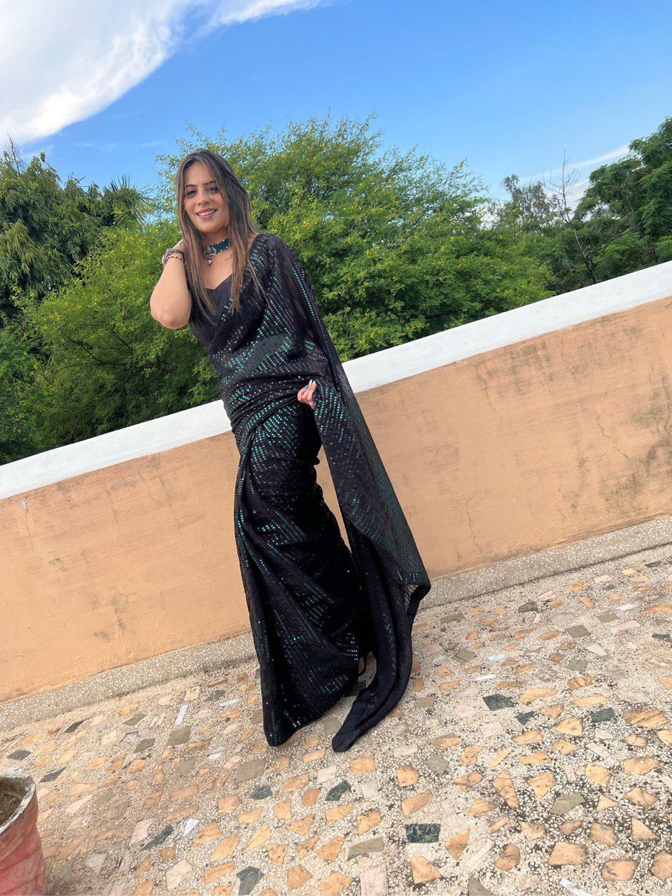 Beautiful exclusive Sequance saree