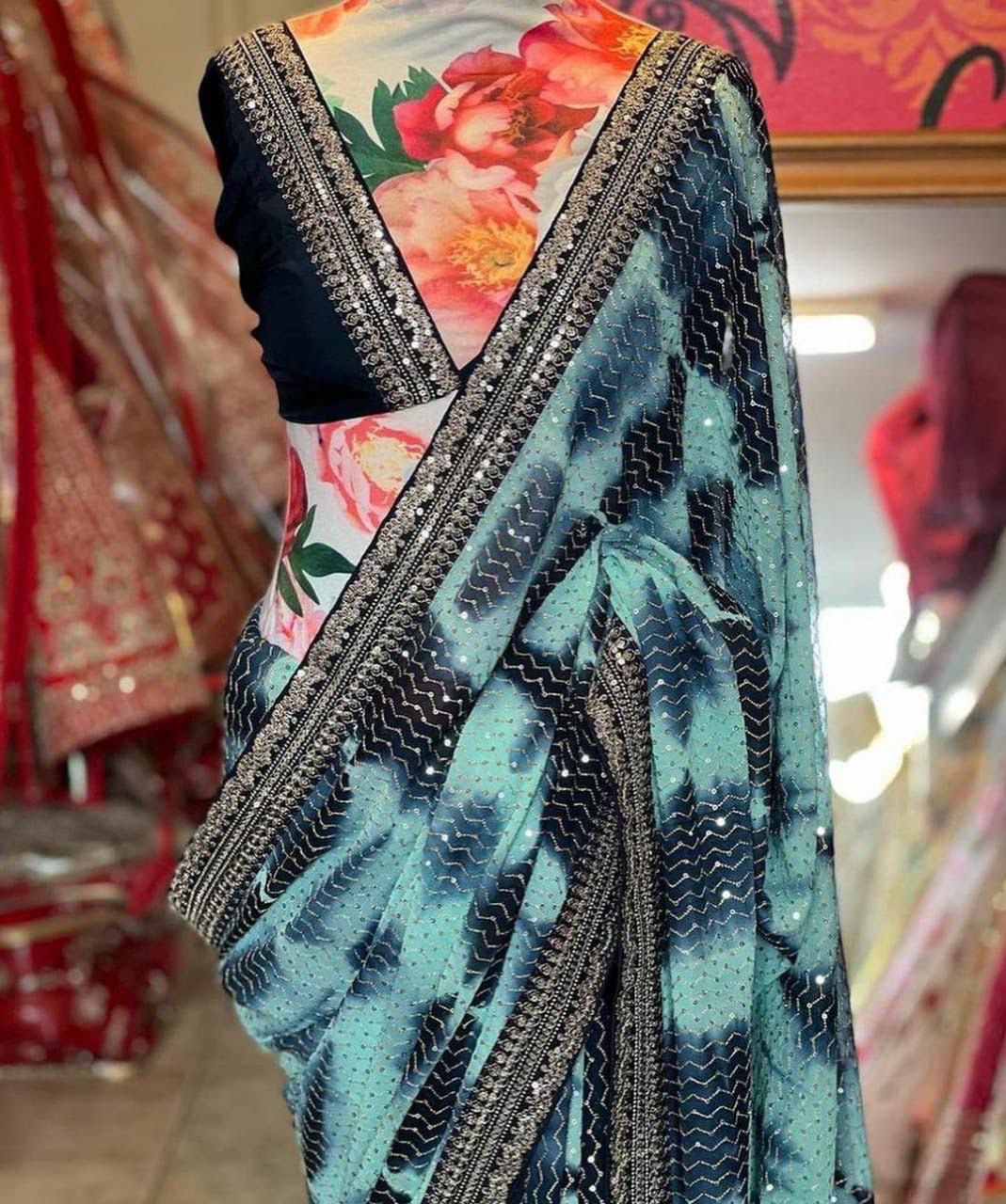 designer wear sequence saree