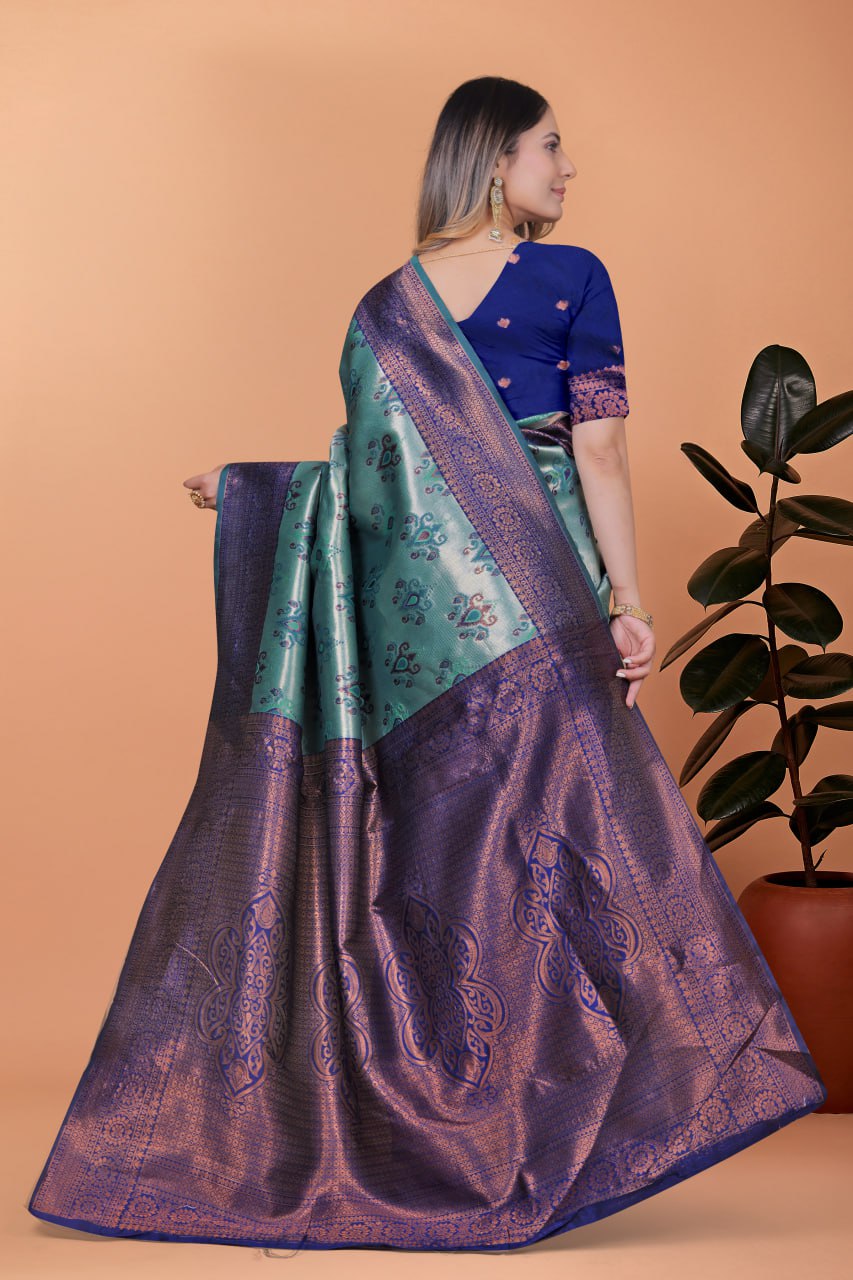 Emerald Twilight Banarasi Silk Saree