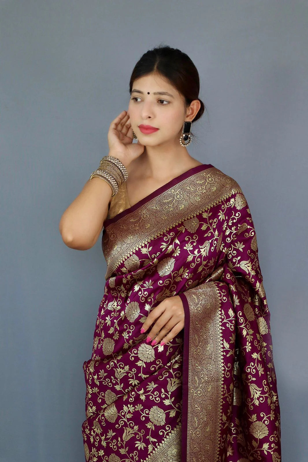 PURE BANASARI SILK SAREE WITH ZARI WEAVING