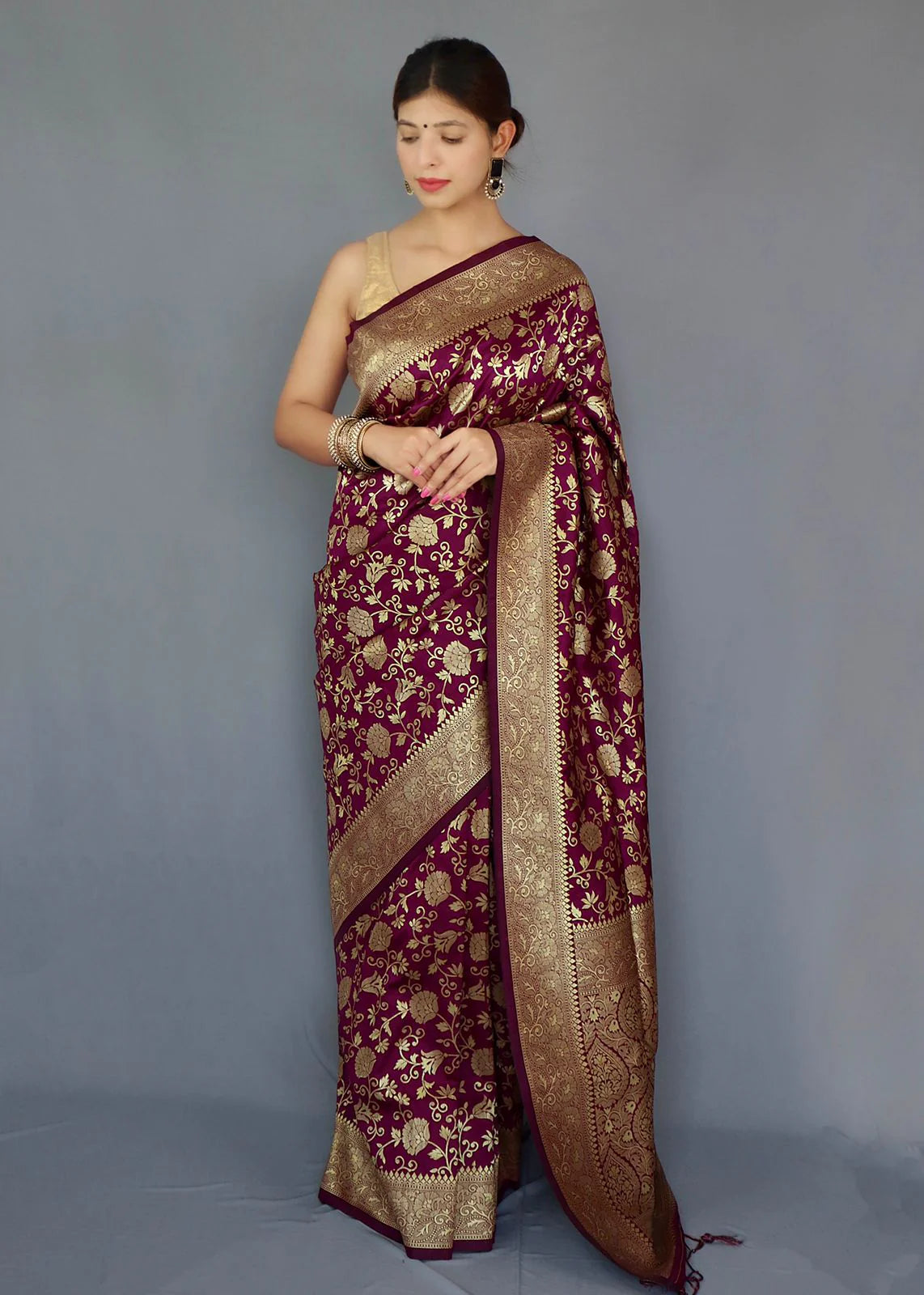 PURE BANASARI SILK SAREE WITH ZARI WEAVING